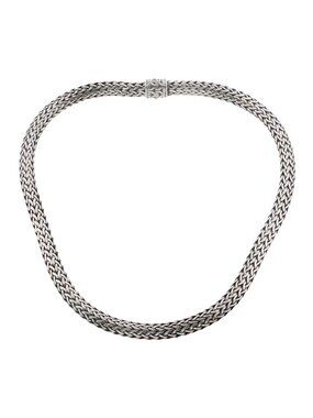 John Hardy Sterling Silver 90 Gram Woven Wheat Classic Chain Necklace Size 16"